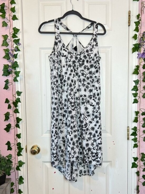 H & M Black & White Floral High Low Midi Dress size 8 - Picture 5 of 12